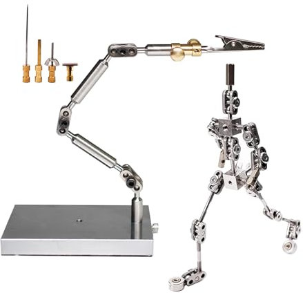 BAIYITONGDA Stop Motion Animation Rigging und Winder, mit Edelstahl Erwachsenen Skelett, Metall Marionette Figur für Charakter Design Erstellung,14CM