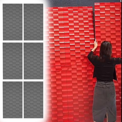 2x4 Ft Large PU 3D Wall Panels for Interior, 3D Textured Wavy Wall Panels Decorative Wall Cladding, 1/2/4/6-pack Drop Ceiling Tile Covering Panels(Gray,6pcs)