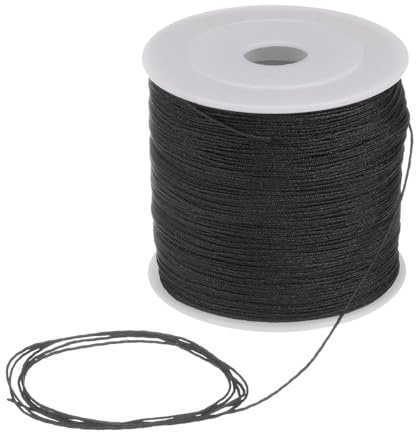 Sourcing Map 0.6mm Nylon Cord 164 Yards Satin String for Bracelet, Chinese Knotting, Beading Thread, Jewelry Making, Braided Necklaces, Macrame Trim Craft - Black