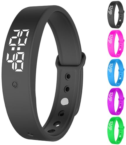RANJIMA Montre de Rappel d’Alarme vibrante, Bracelet avec réveil Vibrant Silencieux pour Partenaire/naissances, 10 rappels, Montre d'entraînement à la propreté, Rappel de Boisson, Rappel de Pilule