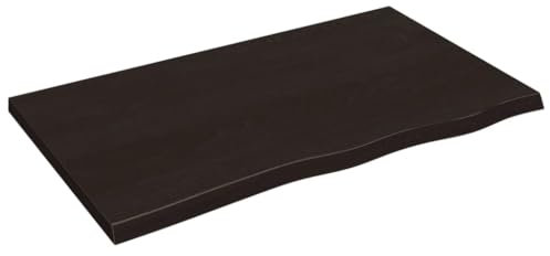 Makastle Waschtischplatte Holzbohlen Ideal für Aufsatzwaschbecken, Tischplatte Holzplatte Baumkanten-Platte für Heimwerker, Arbeitsplatten, Dunkelbraun 100x60x(2-4) cm Massivholz