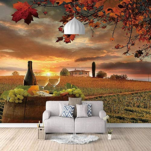 Wine Lover's Red Wine Vineyard 3D Wallpapers for Living Room and Bedroom Decorative Mural Film Wall Covering Easy to Paste on The Wall 400 x 280 cm