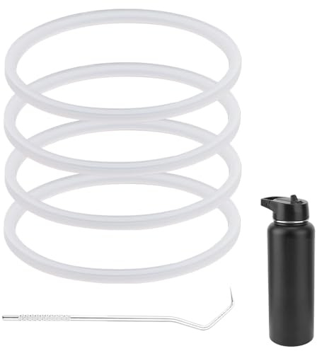 4 Teiliges Ersatzdichtungsset für IRON °FLASK Weithalsflasche mit Strohhalm 32/40/64 oz, Silikon Dichtungsring Dichtungen Auslaufsicher für IRON °FLASK Karabiner Strohhalmdeckel BPA-Frei