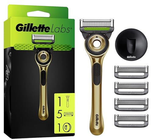 Gillette Labs, Rasierer mit Reinigungs-Element Champion Gold Edition, 1 Handstück, 1, 1 Wandhalterung, 1 Reise-Etui