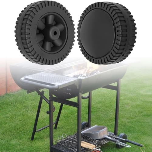 POPUBBY 7 Zoll Radgrill Ersatzteile, 2 Stück Grill Räder Teile BBQ Grillräder BBQ-Grill-Ersatzräder Kunststoff Grill Räder BBQ Wheel Kit mit Radabdeckung für Charbroil