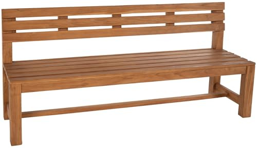 CLP Teakbank Augusta I Wetterfeste Holzbank mit Rückenlehne I Stabile Gartenbank aus massivem Teakholz, Farbe:Teak, Größe:240 cm