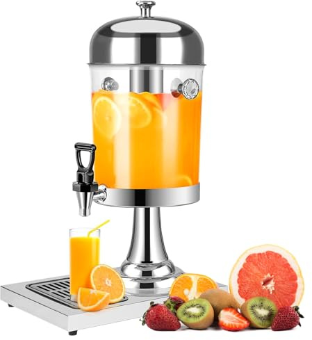 Dispensador de zumo, sistema de refrigeración, dispensador de bebidas de 8 L con grifo, dispensador profesional de zumo gastro, 8 litros, con unidad de refrigeración y dispositivo de goteo, diseño