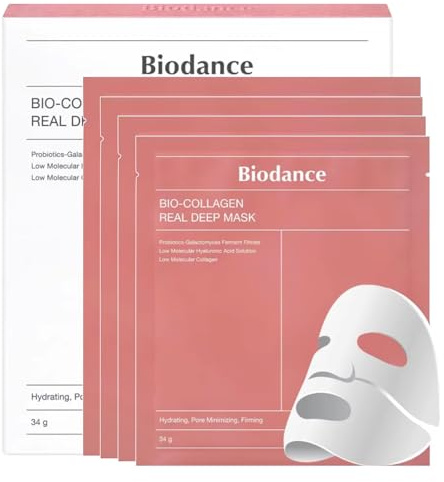 P-Beauty Bio Collagen Hydrogel Gesichtsmaske - Tiefreinigende Anti-Aging Maske für Feuchtigkeit & Faltenreduzierung - Hautpflege mit Kollagen & Hyaluronsäure - Gesichts Maske auch über Nacht (1x4er)
