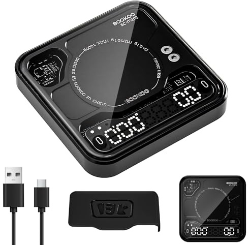 BOOKOO Coffee scales with Timer, 0.1 g High Precision Rechargeable Espresso Scales for Espresso and Pour-Over