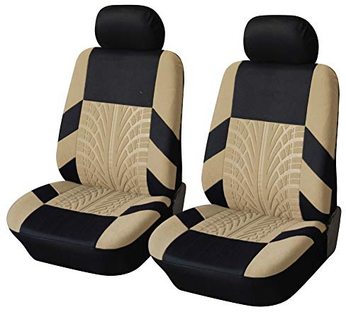GKXTLTONG Auto Sitzbezügesets für Dacia Spring 2021 2022 2023 2024 2025-, Allwetter Stoff Autositzschoner Atmungsaktiv Verschleißfestes Sitzbezug Zubehör,A/Beige-A/Front 2 Seats