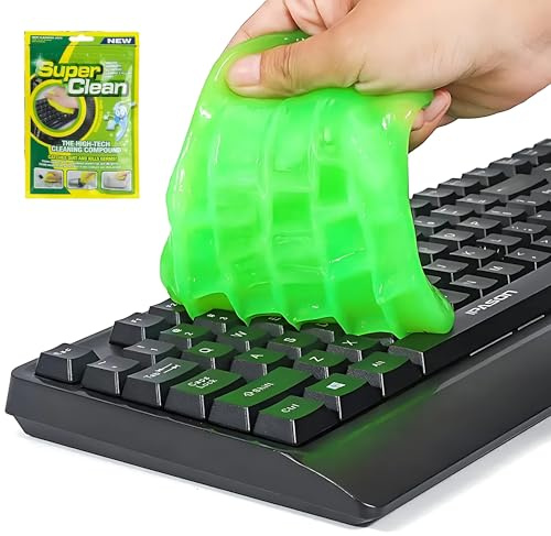 AUNEK Keyboard Cleaner Gel, Reusable Cleaning Putty Slime for Computer, Laptop, Car Vents, Soft Flexible Slime Dust Remover Remote Control, Camera, Fan Grills, and Office Electronics