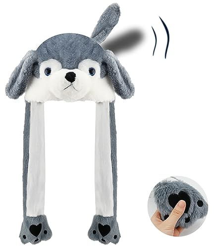 Berretto con orecchie mobili, cappello con orecchie che si muovono divertenti, orecchie di peluche, cappello con orecchie oscillanti, per bambini, donne, uomini, Natale, Pasqua, compleanno, cosplay