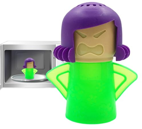 Nettoyant pour micro-ondes Angry Mom - Nettoyage à la vapeur d'une tache brute avec du vinaigre et de l'eau - Dessin animé Cool Fridge Odor Remover pour la maison, la cuisine et le bureau