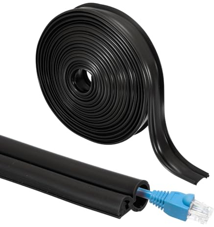 sourcing map 20ft Cable Management Sleeve, 1/4 Inch ID Flexible Cord Wires Hider Cover Insulation Snap-fit Protector for Substation, High-voltage Electrical Networks, Black