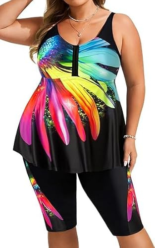 Hanna Nikole Tankini Maillot De Bain Grande Taille pour Femme Tankini Push Up Ensemble 2 Pièces Contrôle du Ventre Taille Haute Maillot De Bain D'Été avec Short De Bain