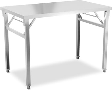FIVMEN Arbeitstisch Edelstahl Faltbar Catering Küchentisch Gastronomie Edelstahltisch Lebensmittel Zubereitungstisch für Küche Bar Restaurantar bis 300 kg belastbar, 120x60x85 cm