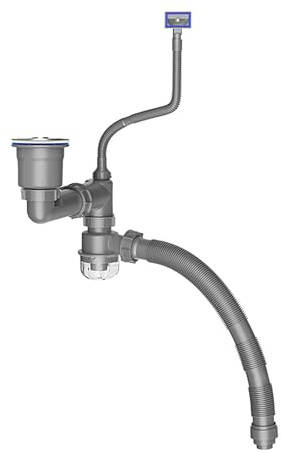Emplacements simples/doubles,Bonde de Lavabo,Égouttoir Siphon Lavabo avec Tuyau de Vidange Flexible Rétractable et Bouchon Dévier À Filtre,Kit de Vidange D'Évier,pour Salle de Bain Cuisine