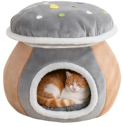 Lit Caverne pour Chat - Nid De Sommeil Chaud Et Confortable d'hiver avec Matelas Amovible | Maison pour Chat D'Intérieur,pour Le Salon La Chambre Le Balcon L'Appartement Et La Maison