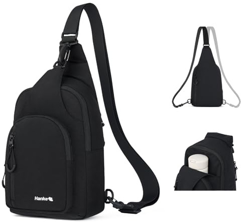 Hanke 4.2L Crossbody Bag Damen Umhängetasche Damen Schultertasche Brusttasche Sling Bag Herren Casual Daypack mit Verstellbarem Schultergurt Messenger Bag für Reisen Outdoorsport Einkaufen, Schwarz
