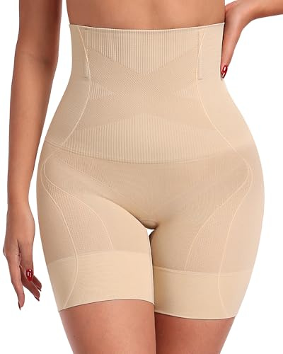 OEAK Shapewear Tummy Control for Women Thigh Slimmer High Waisted Body Shaper Shorts Butt Lifting Shapewear for Under Dresses Nude,L