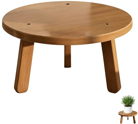 Timasser Blumenhocker Holz Pflanzenhocker Holzhocker Rund aus Naturholz Multifunktional Deko Holzschemel Naturbelassen Tritthocker Kleiner Hocker Für Terrasse Garten Wohnen Ø: 20/25/30cm (G)
