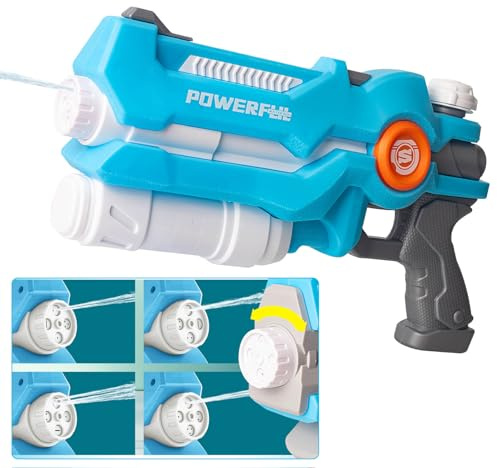 Pistola de agua de 800 ml para niños y adultos, alcance de 9–12 metros, potente lanzador de agua, Super Soaker, ideal para batallas de agua veraniegas en la playa o la piscina.