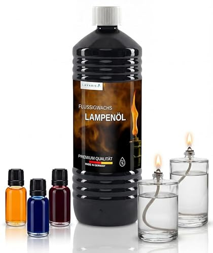 Öllampen Set 2x Glas-Öllampe 100 ml, 1L Flüssigwachs & 3 Öl-Färbemittel – Nachfüllbare Tischlampe für Innen & Außen – Deko für Zuhause, Bar, Restaurant