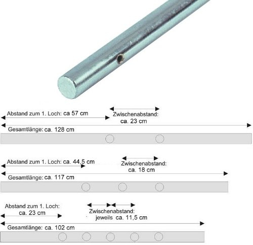 Kickerstange 16 mm Vollstahl, verchromt – Ersatzstange für Tischkicker, kompatibel mit 16 mm Lagern, Soccer Stange für Profi, passend für alle Tischkicker mit 16 mm (2-Loch-Stange)