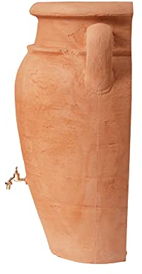 GARANTIA ANTIK Regentonne 260 Liter terrakotta - Wand-Amphore, Wassertank, Fass, Regenfass, Regenwassertonne, Regenwassertank, Wasserbehälter, Wassertonne, Wasserfass, Wassertonnen für Garten