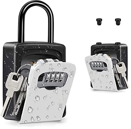 ZHEGE Portable Key Safe, Padlock Key Safe Box with Removable Shackle (Free of Installation) Door Handle Combination Lock Box for Home, Office, Contractors, Airbnb Rental, Spare Key Security (Grey)