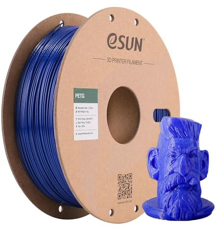 eSUN PETG Filament 1.75mm, 3D Drucker Filament PETG, Maßgenauigkeit +/- 0.05mm, 1kg Spule (2.2 LBS) 3D Druck Filament für 3D Drucker, Solide Blau