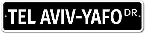 Cartello stradale Tel Aviv Yafo 10,2 x 40,6 cm in latta decorazione porta