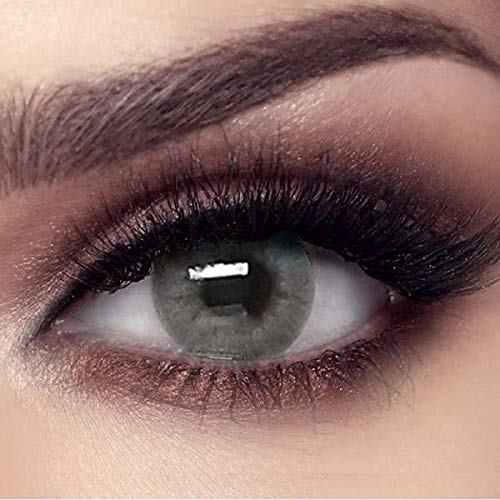 BELLA ELITE farbige Kontaktlinsen CLOUDY GREY (Dioptrien -0.00)– stark deckende Monatslinsen für 3 Monate, Grau-Blaue Farblinsen, perfekt für dunkle Augen