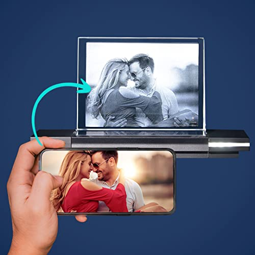 LOOXIS Glasfoto - Ihr Foto in hochwertiges Glas gelasert, mit hellem LED Leuchtsockel aus schwarzem Alu (Glasfoto mit Leuchtsockel, Gr. S Quer 80 x 60 x 25 mm)