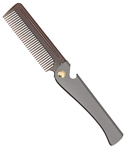Stainless Steel Folding Comb, Pocket Comb for Men and Women, Black
