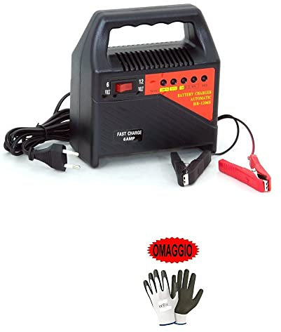 COMPATIBILE CON APRILIA CARICABATTERIA AUTOMATICO PER AUTO MOTO SCOOTER QUAD CAMPER CARICA BATTERIE 6AMP DA 6V/12V 63W BATTERIE IN PIOMBO,DEEP-CYCLE,AGM,GEL