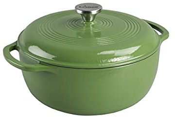 Lodge Schmortopf aus emailliertem Gusseisen mit Deckel, Doppelgriffe, ofenfest bis 260 °C oder auf dem Herd, zum Marinieren, Kochen, Backen, Kühlen und Servieren – Fichte