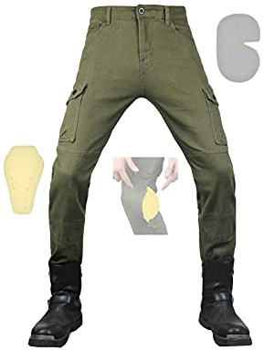 Multi-slice Tooling Motorcycle Pants Anti-fall Riding Trousers Knee Zipper Design Preventing The Protective Gear From Cafrate (XXS-3XL, 4 Lines Selection) (Color : Green A, Size : Medium)