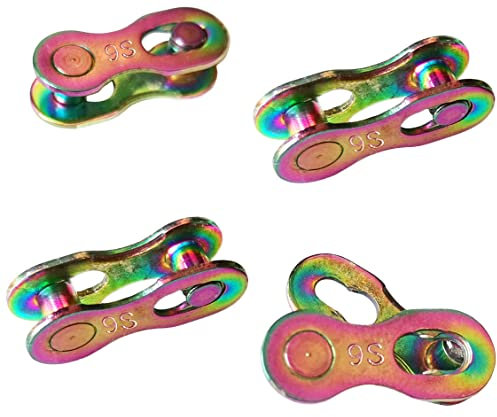 Hyamass Fahrradkette mit 9 Gängen, wiederverwendbar, Stahl, Regenbogenfarben, 4 Paar