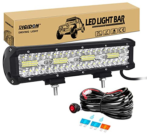 RIGIDON 12 zoll 30 cm 240W außen alu led lichtleiste mit 12V kabelbaum kit | 6000K weiß, wasserdichte, lightbar, offroad beleuchtung, arbeitsleuchte, für auto ATV KFZ LKW 4x4 fahrzeuge traktor Pickup