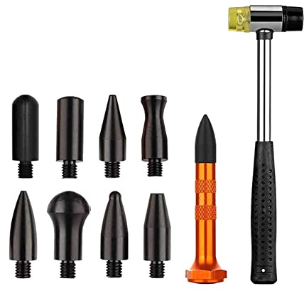 Paintless Dent Repair Kit, TOTMOX Dent Rubber Hammer Metal Tap Down Pen and 8 Black Heads Tips, Dent Removal Tools for Metal Surface Hail Damage Automobile Refrigerator Motorcycle Body Washing Machine