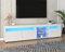 Azkoeesy Mobile TV con illuminazione a LED in bianco lucido, 180 x 35 x 48 cm, con 3 ante e 2 ripiani in vetro, spazio di archiviazione aperto, per il soggiorno