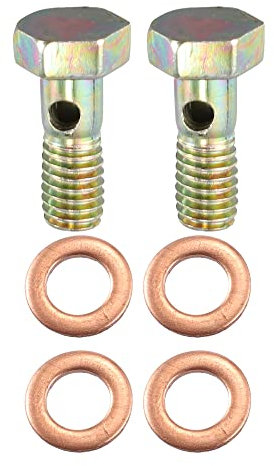 X AUTOHAUX 2 Set Banjo Bolt Brake Fitting Adapter Kit M6x1 Brake Line Thread Banjo Bolt with 6mm Washers