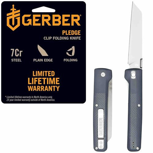 Coltello Tascabile Gerber con Clip da Cintura, Pledge, Lama in Acciaio Inossidabile 7Cr17Mov in Look Tanto, Manico in Nylon Rinforzato con Fibra di Vetro, Lunghezza Lama: 9,2 Cm, 1067369
