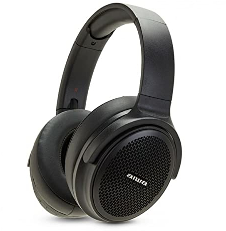 AIWA - HST-250BT/BK Cuffia Stereo Wireless, Design Over-Ear, Ergonomiche, Risposta 20Hz-20KHz con HYPERBass, Bluetooth, Vivavoce, Aux In, Mp3 Player via microSD, 12h Autonomia, Colore Nero