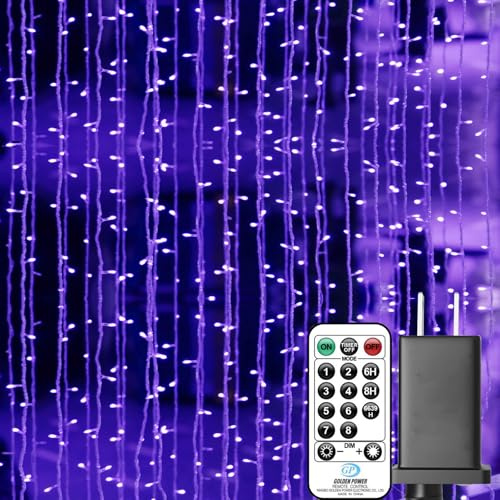 Solhice Black Light Curtain String Lights for Glow Party 10ft x10ft 306 LEDs, Blacklight with Remote Control for Halloween Bedroom Birthday Fluorescent Party Indoor Décor