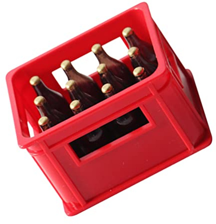 Toddmomy Miniatur Bier Aufbewahrungsbox Puppenhaus Bierkiste Requisite Mini Gefälschte Figuren Dekor Für Kleines Haus Schmücken Rot