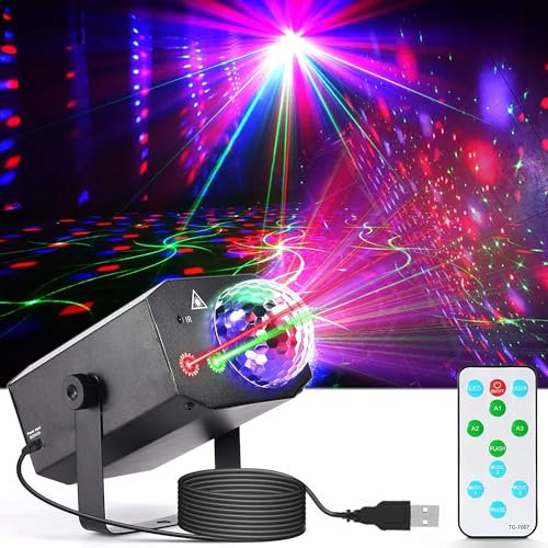 Disco Lights, Party Light +Disco Ball 2 in 1 Party Lights Sound Actived DJ Lights with Remote Control for Disco Dancing Festival KTV Bar Club Birthday Party