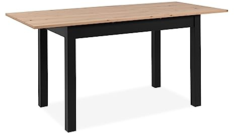 möbelando Esstisch >Coburg< ausziehbar 160cm, Artisan Eiche/Schwarz - 120/160x76,5x70cm (BxHxT)