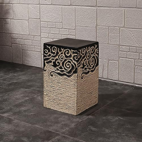 ARCVOX Xiangyun Pedestal Column Plant Stand, Yard Porch Columns & Pillars, Asian House Decor Antique Stone Finish, Traditional Pillar Statue Sculpture (Size : Size S)